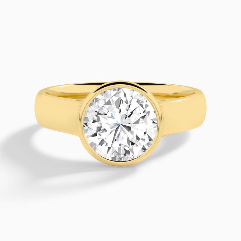 Round Alma 4mm Bezel Solitaire Diamond Engagement Ring In 18K Yellow Gold - Lucenjuri