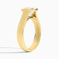 Round Alma 4mm Bezel Solitaire Diamond Engagement Ring In 18K Yellow Gold, Angle View