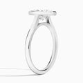Oval Alma 2mm Bezel Solitaire Diamond Engagement Ring In Platinum, Angle View