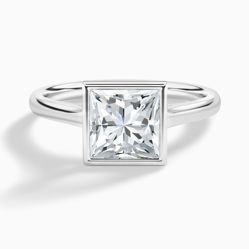 Princess Alma 2mm Bezel Solitaire Diamond Engagement Ring In Platinum - Lucenjuri