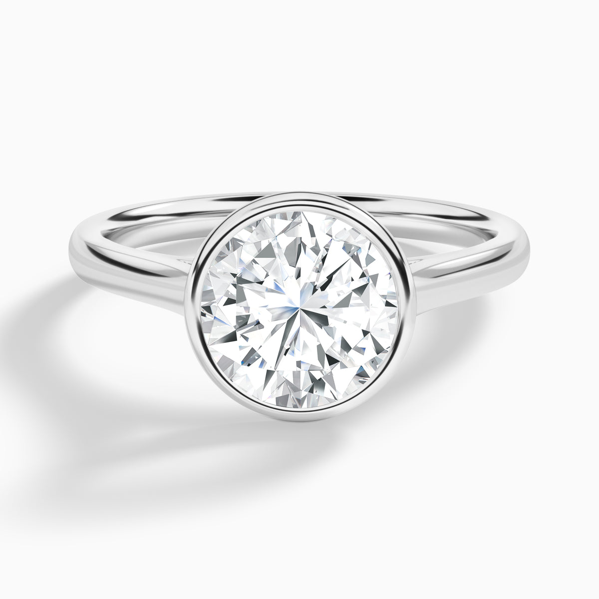 Round Alma 2mm Bezel Solitaire Diamond Engagement Ring In Platinum - Lucenjuri
