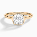 Cushion Alma 2mm Bezel Solitaire Diamond Engagement Ring In 14K Rose Gold - Lucenjuri