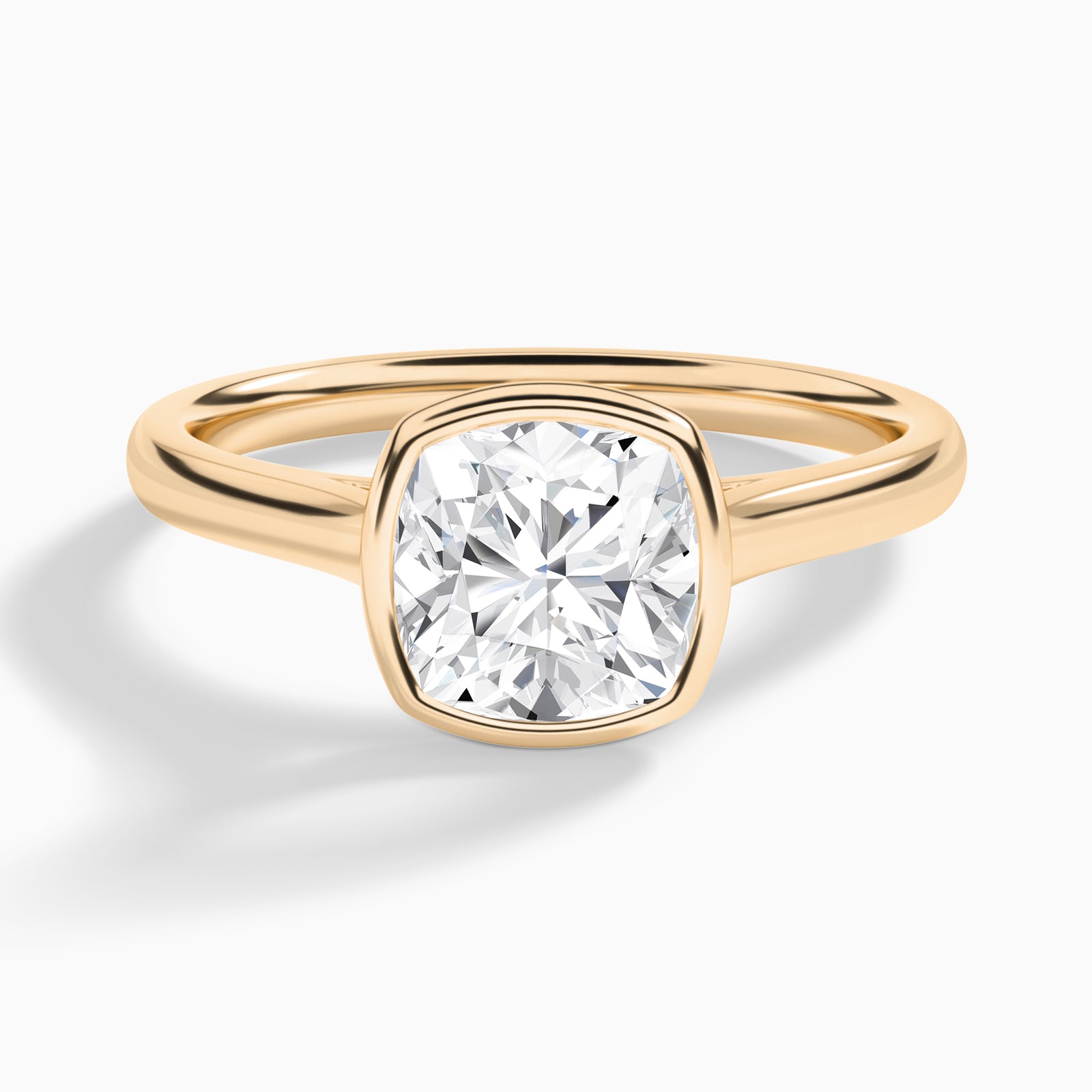 Cushion Alma 2mm Bezel Solitaire Diamond Engagement Ring In 14K Rose Gold - Lucenjuri