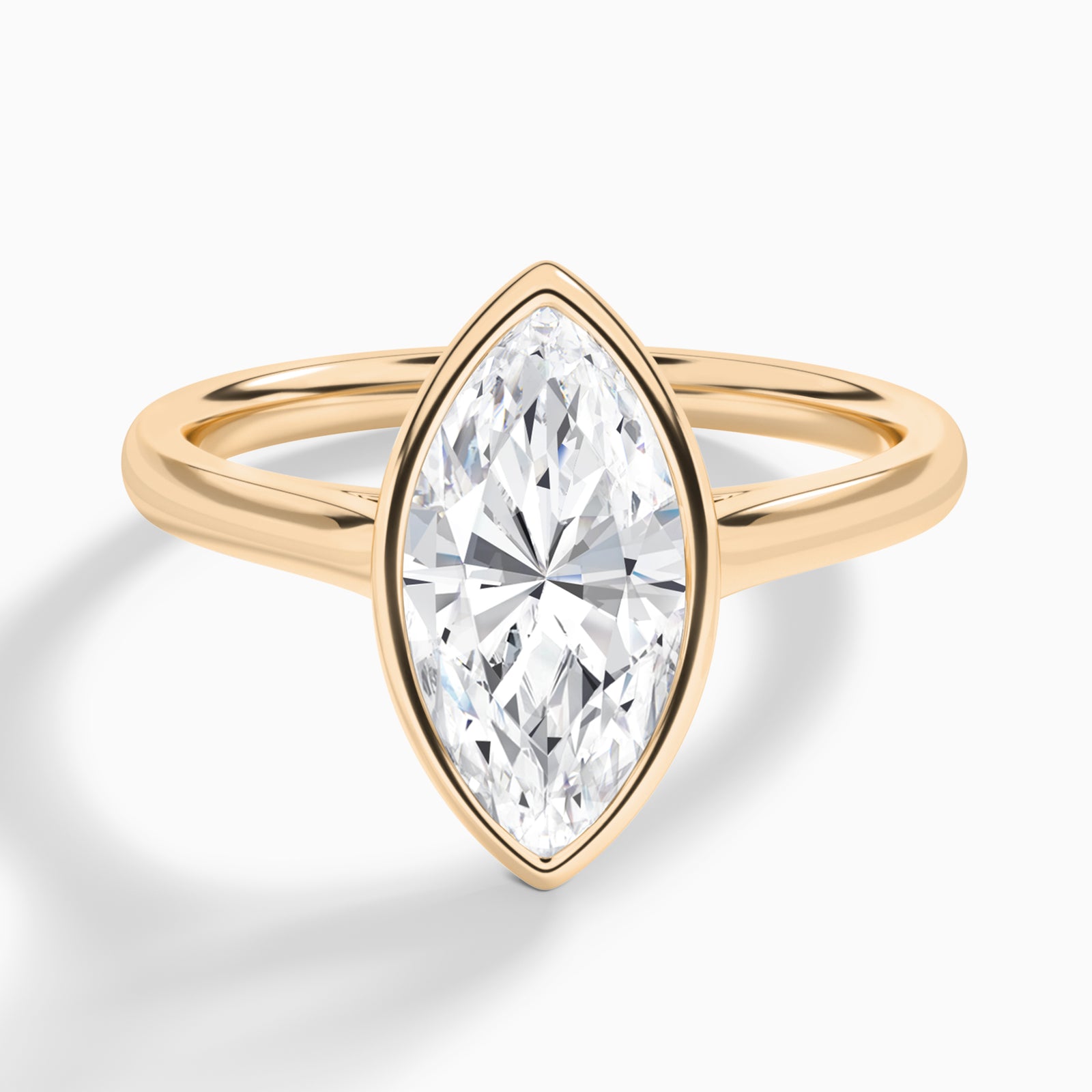 Marquise Alma 2mm Bezel Solitaire Diamond Engagement Ring In 14K Rose Gold - Lucenjuri