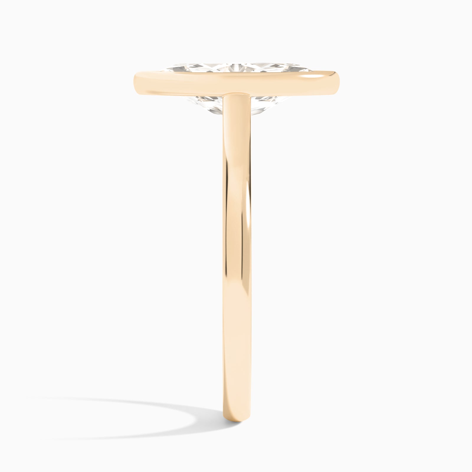 Marquise Alma 2mm Bezel Solitaire Diamond Engagement Ring In 14K Rose Gold, Side View