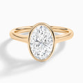 Oval Alma 2mm Bezel Solitaire Diamond Engagement Ring In 14K Rose Gold - Lucenjuri
