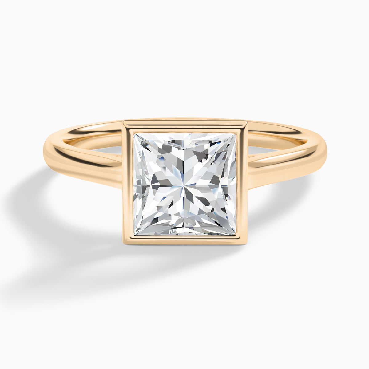 Princess Alma 2mm Bezel Solitaire Diamond Engagement Ring In 14K Rose Gold - Lucenjuri