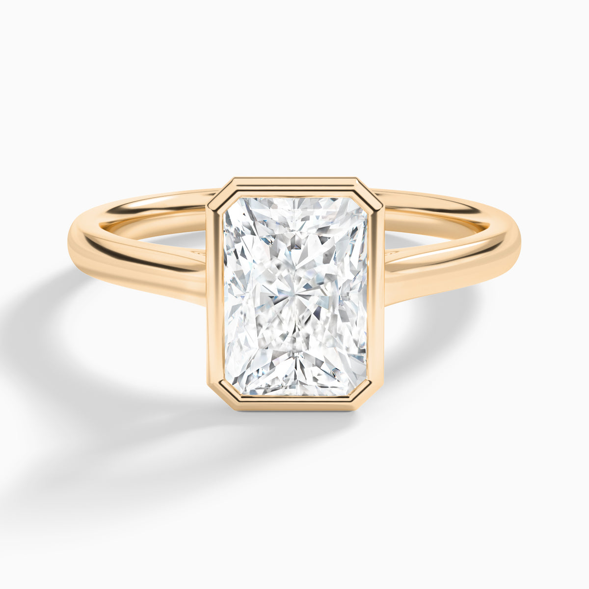 Radiant Alma 2mm Bezel Solitaire Diamond Engagement Ring In 14K Rose Gold - Lucenjuri