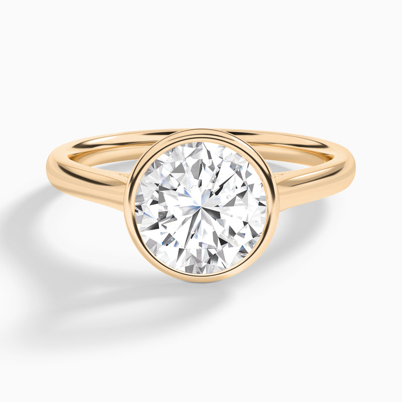 Round Alma 2mm Bezel Solitaire Diamond Engagement Ring In 14K Rose Gold - Lucenjuri