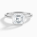 Asscher Alma 2mm Bezel Solitaire Diamond Engagement Ring In 18K White Gold - Lucenjuri