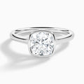 Cushion Alma 2mm Bezel Solitaire Diamond Engagement Ring In 18K White Gold - Lucenjuri