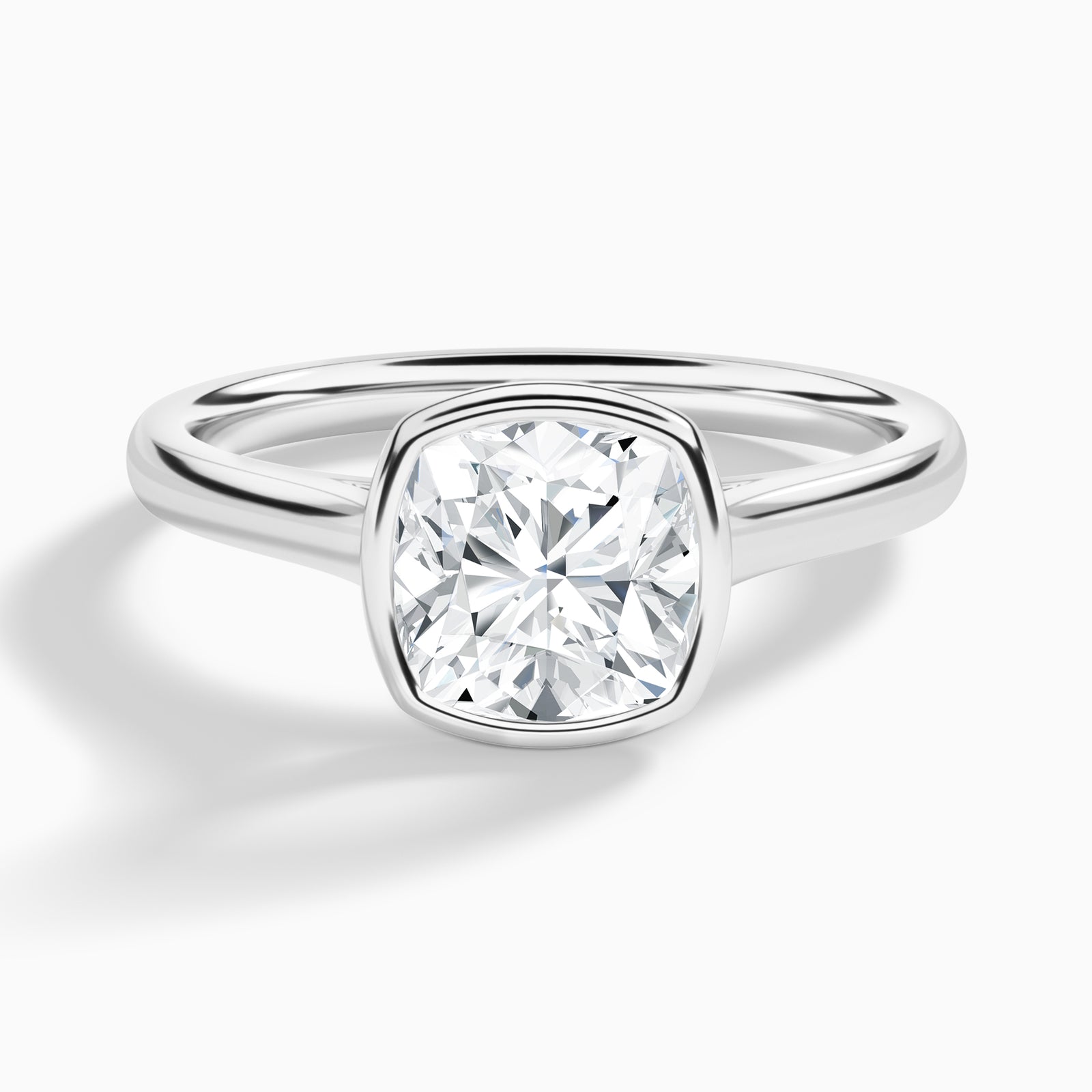Cushion Alma 2mm Bezel Solitaire Diamond Engagement Ring In 18K White Gold - Lucenjuri