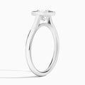 Cushion Alma 2mm Bezel Solitaire Diamond Engagement Ring In 18K White Gold, Angle View