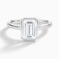 Emerald Alma 2mm Bezel Solitaire Diamond Engagement Ring In 18K White Gold - Lucenjuri