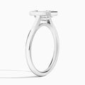 Emerald Alma 2mm Bezel Solitaire Diamond Engagement Ring In 18K White Gold, Angle View