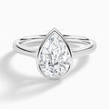 Pear Alma 2mm Bezel Solitaire Diamond Engagement Ring In 18K White Gold - Lucenjuri