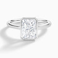 Radiant Alma 2mm Bezel Solitaire Diamond Engagement Ring In 18K White Gold - Lucenjuri
