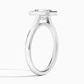 Radiant Alma 2mm Bezel Solitaire Diamond Engagement Ring In 18K White Gold, Angle View