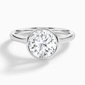 Round Alma 2mm Bezel Solitaire Diamond Engagement Ring In 18K White Gold - Lucenjuri