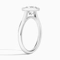 Round Alma 2mm Bezel Solitaire Diamond Engagement Ring In 18K White Gold, Angle View