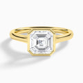 Asscher Alma 2mm Bezel Solitaire Diamond Engagement Ring In 18K Yellow Gold - Lucenjuri