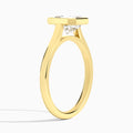 Asscher Alma 2mm Bezel Solitaire Diamond Engagement Ring In 18K Yellow Gold, Angle View