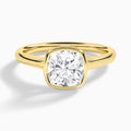 Cushion Alma 2mm Bezel Solitaire Diamond Engagement Ring In 18K Yellow Gold - Lucenjuri