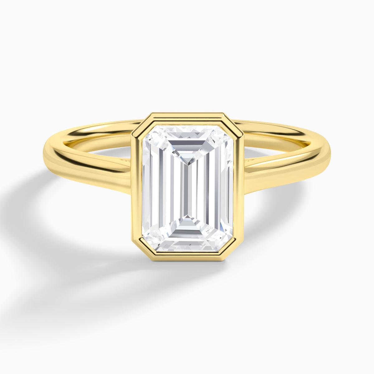 Emerald Alma 2mm Bezel Solitaire Diamond Engagement Ring In 18K Yellow Gold - Lucenjuri