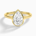 Pear Alma 2mm Bezel Solitaire Diamond Engagement Ring In 18K Yellow Gold - Lucenjuri