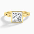 Princess Alma 2mm Bezel Solitaire Diamond Engagement Ring In 18K Yellow Gold - Lucenjuri