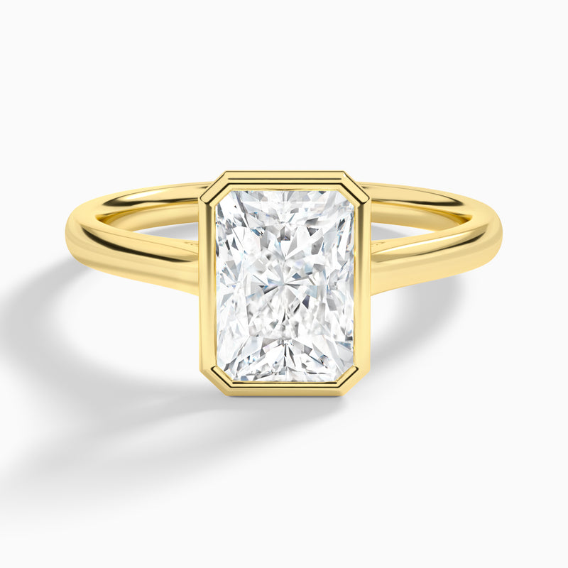 Radiant Alma 2mm Bezel Solitaire Diamond Engagement Ring In 18K Yellow Gold - Lucenjuri