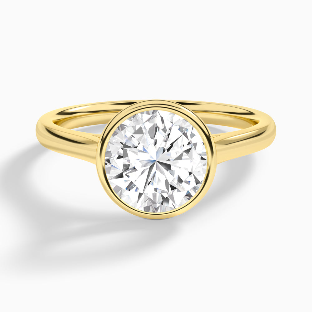 Round Alma 2mm Bezel Solitaire Diamond Engagement Ring In 18K Yellow Gold - Lucenjuri