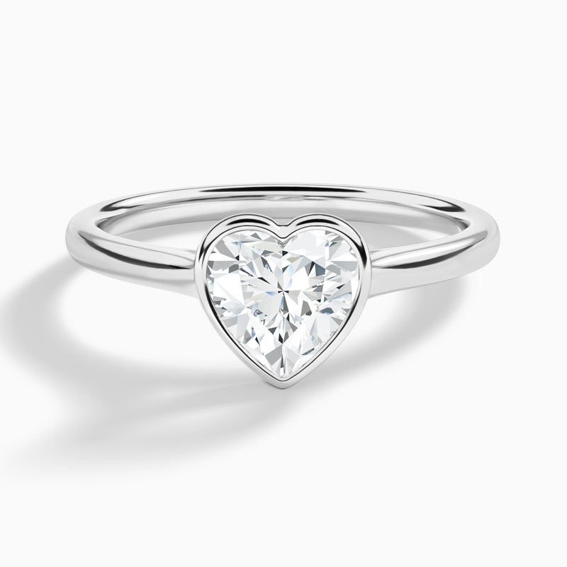 Heart Petite Alma 1.6mm Bezel Solitaire Diamond Engagement Ring In Platinum - Lucenjuri