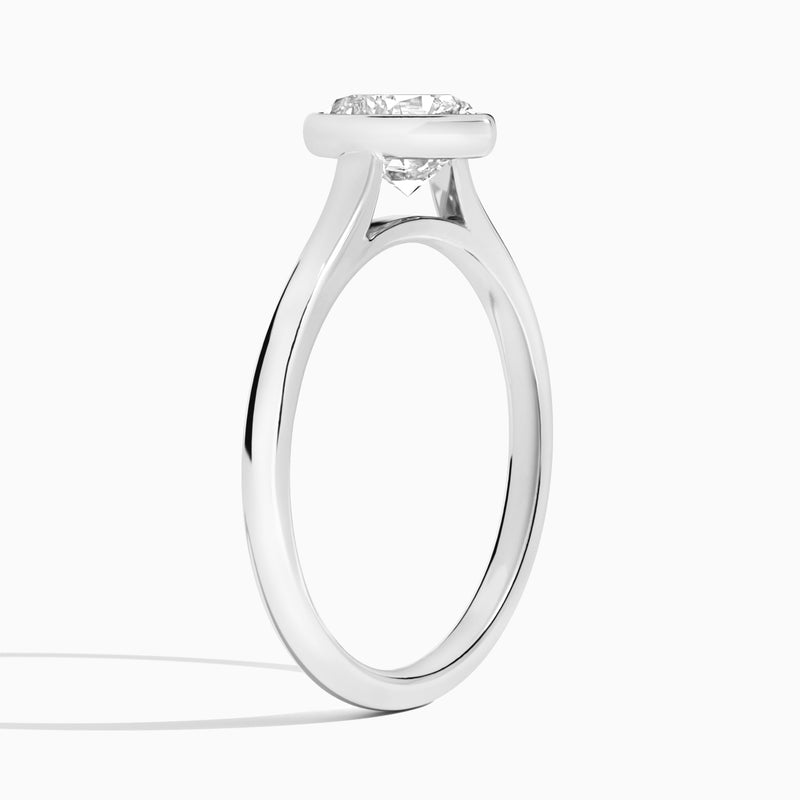 Heart Petite Alma 1.6mm Bezel Solitaire Diamond Engagement Ring In Platinum, Angle View