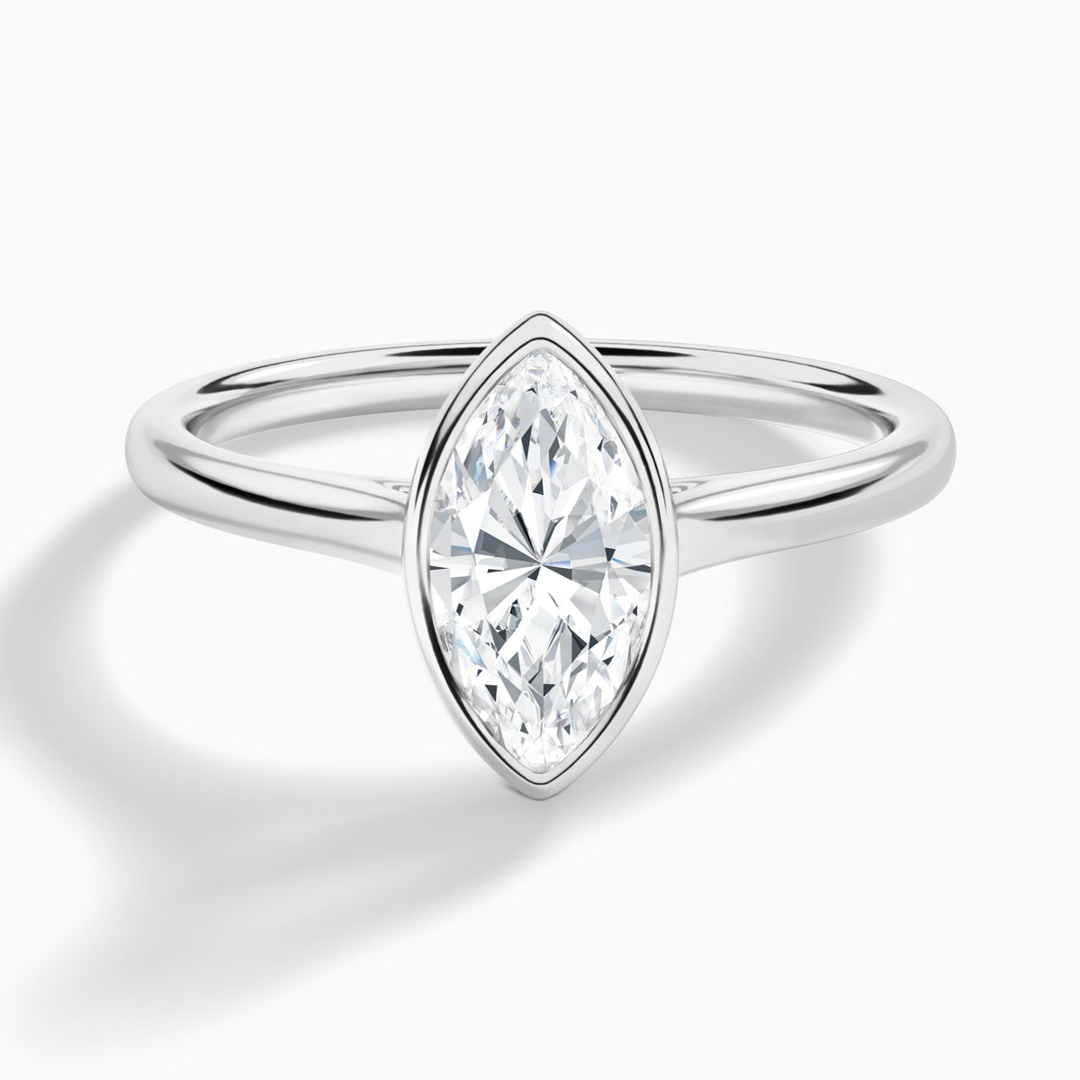 Marquise Petite Alma 1.6mm Bezel Solitaire Diamond Engagement Ring In Platinum - Lucenjuri