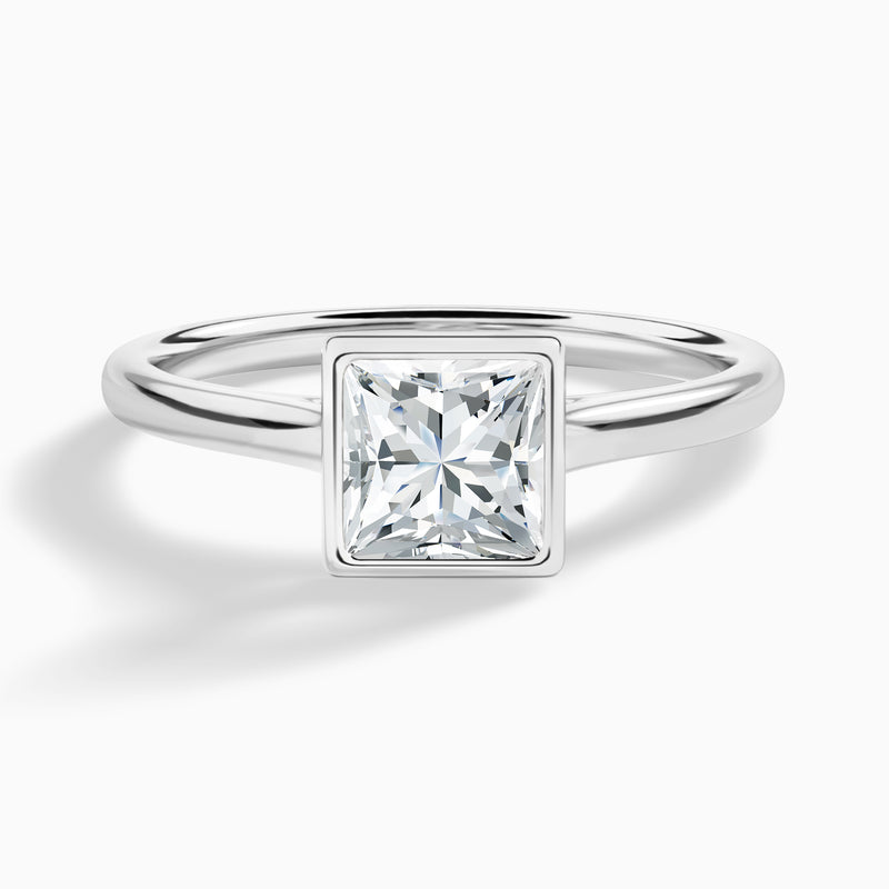 Princess Petite Alma 1.6mm Bezel Solitaire Diamond Engagement Ring In Platinum - Lucenjuri