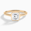 Asscher Petite Alma 1.6mm Bezel Solitaire Diamond Engagement Ring In 14K Rose Gold - Lucenjuri