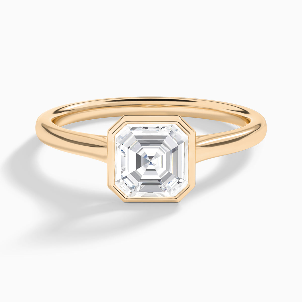 Asscher Petite Alma 1.6mm Bezel Solitaire Diamond Engagement Ring In 14K Rose Gold - Lucenjuri