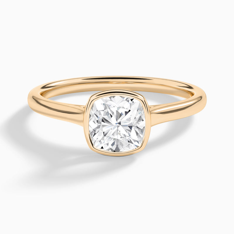 Cushion Petite Alma 1.6mm Bezel Solitaire Diamond Engagement Ring In 14K Rose Gold - Lucenjuri