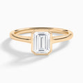 Emerald Petite Alma 1.6mm Bezel Solitaire Diamond Engagement Ring In 14K Rose Gold - Lucenjuri