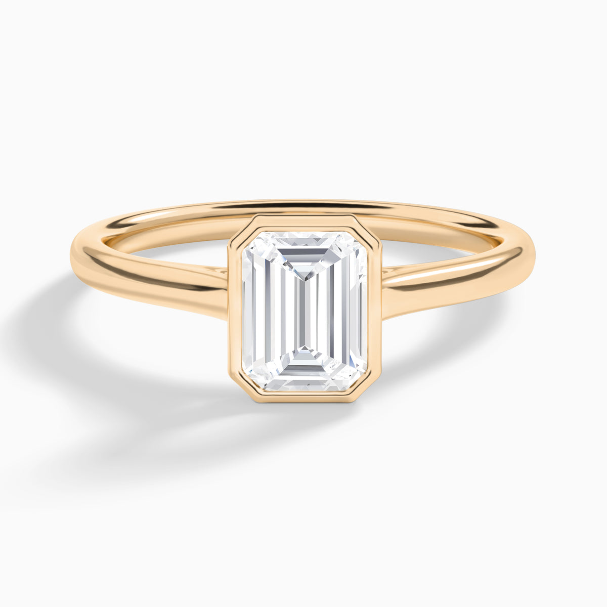Emerald Petite Alma 1.6mm Bezel Solitaire Diamond Engagement Ring In 14K Rose Gold - Lucenjuri