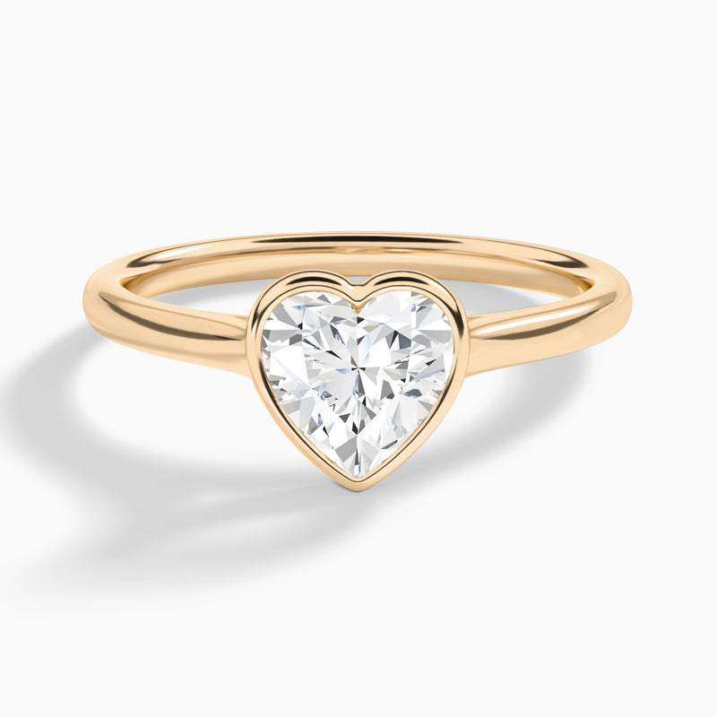 Heart Petite Alma 1.6mm Bezel Solitaire Diamond Engagement Ring In 14K Rose Gold - Lucenjuri