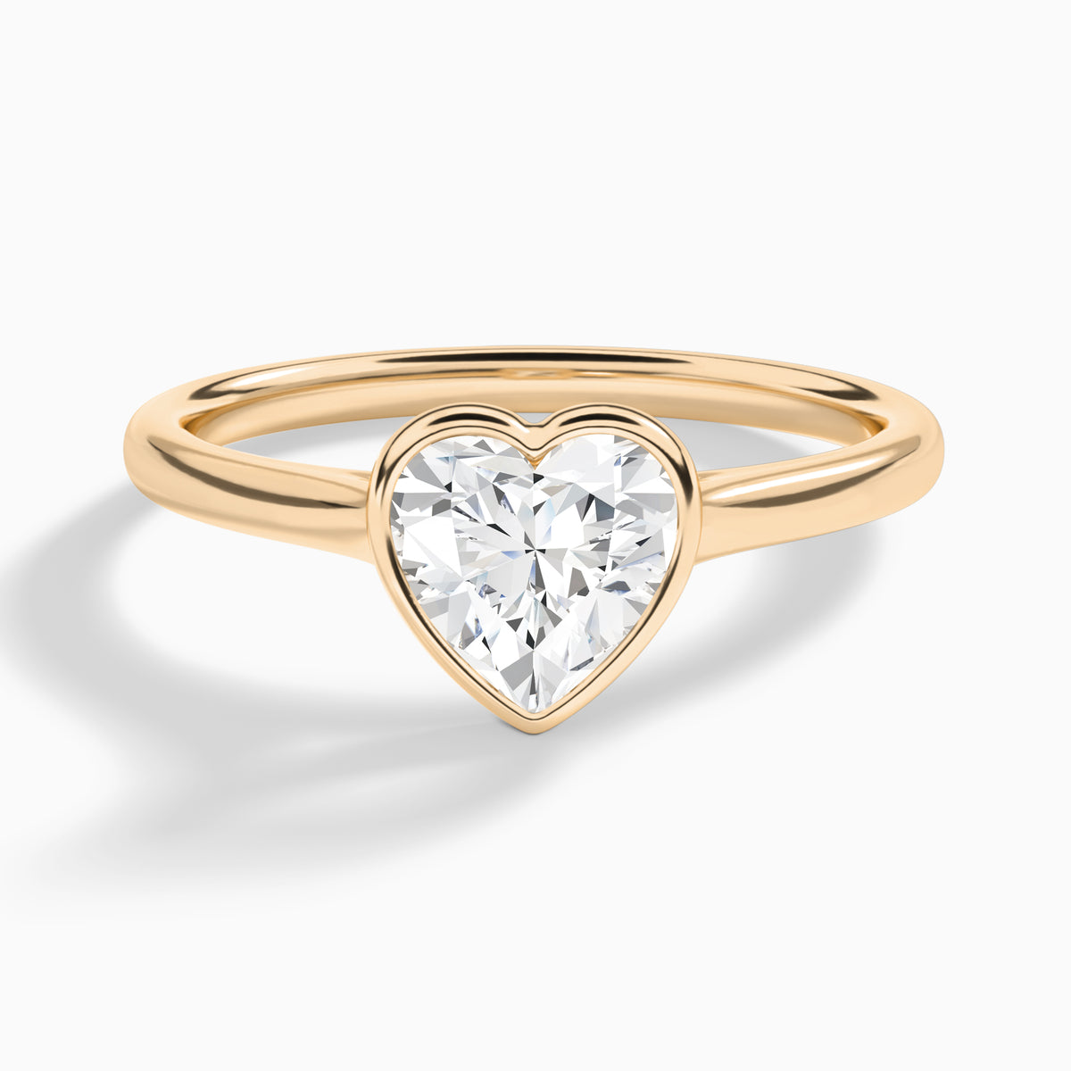 Heart Petite Alma 1.6mm Bezel Solitaire Diamond Engagement Ring In 14K Rose Gold - Lucenjuri