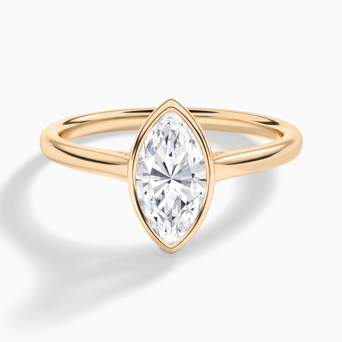 Marquise Petite Alma 1.6mm Bezel Solitaire Diamond Engagement Ring In 14K Rose Gold - Lucenjuri