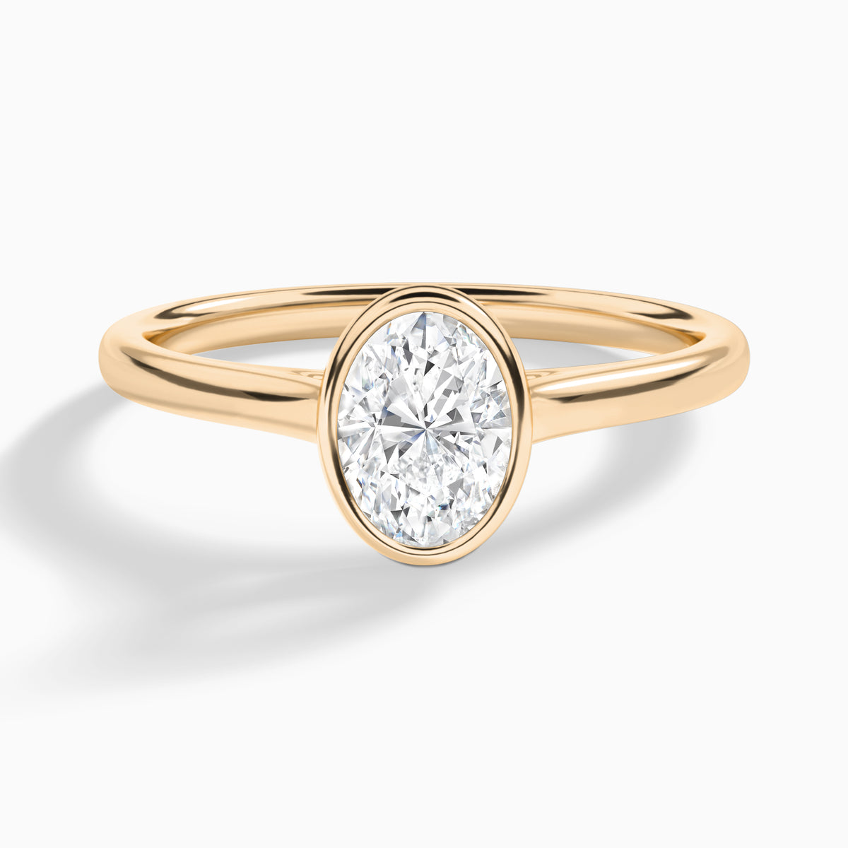 Oval Petite Alma 1.6mm Bezel Solitaire Diamond Engagement Ring In 14K Rose Gold - Lucenjuri