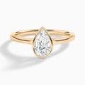 Pear Petite Alma 1.6mm Bezel Solitaire Diamond Engagement Ring In 14K Rose Gold - Lucenjuri