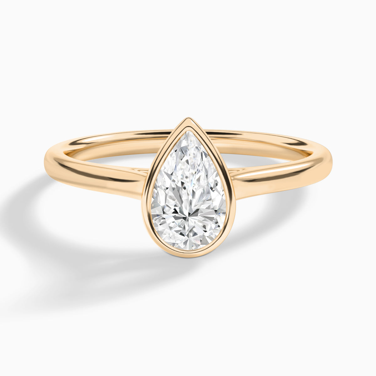 Pear Petite Alma 1.6mm Bezel Solitaire Diamond Engagement Ring In 14K Rose Gold - Lucenjuri
