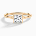 Princess Petite Alma 1.6mm Bezel Solitaire Diamond Engagement Ring In 14K Rose Gold - Lucenjuri