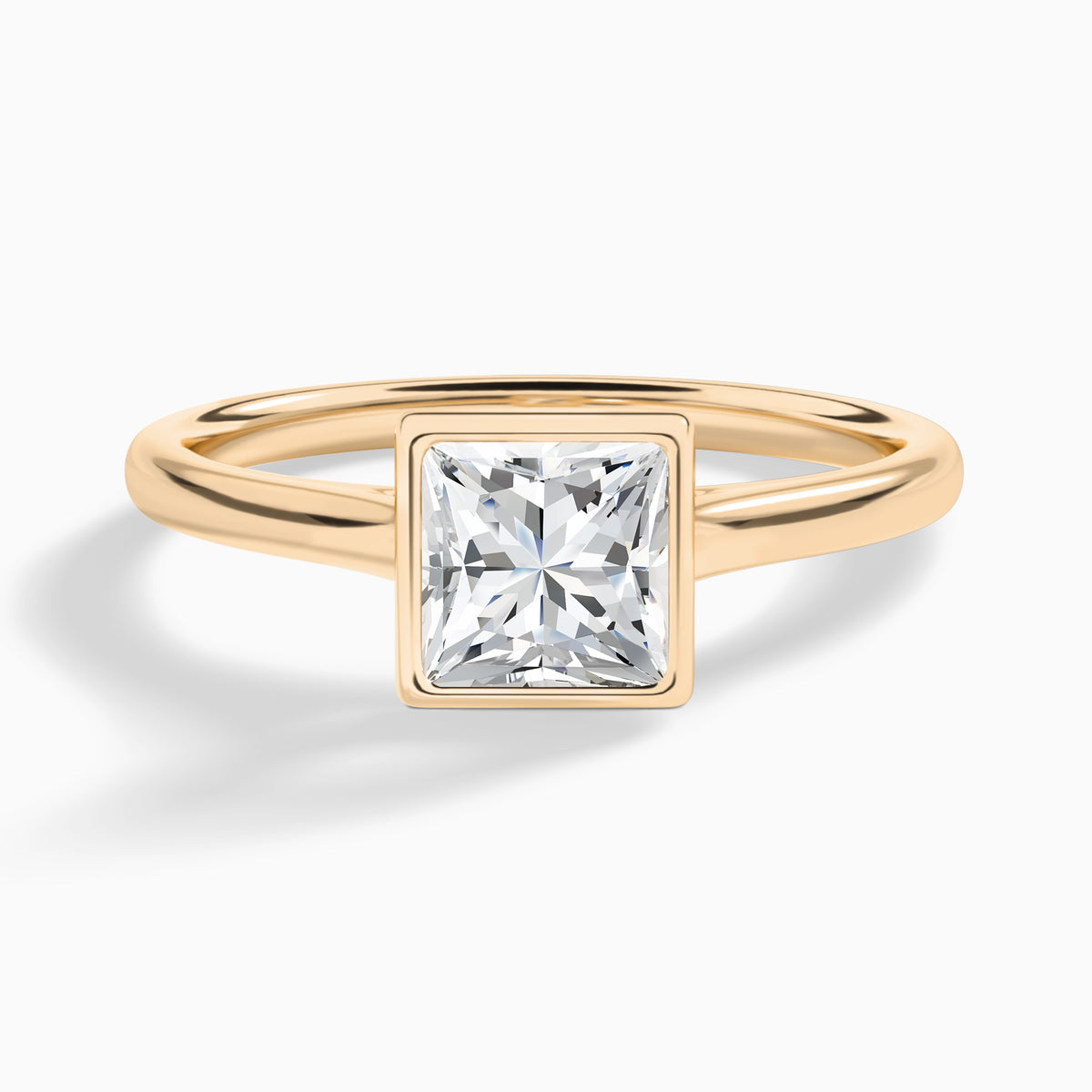 Princess Petite Alma 1.6mm Bezel Solitaire Diamond Engagement Ring In 14K Rose Gold - Lucenjuri