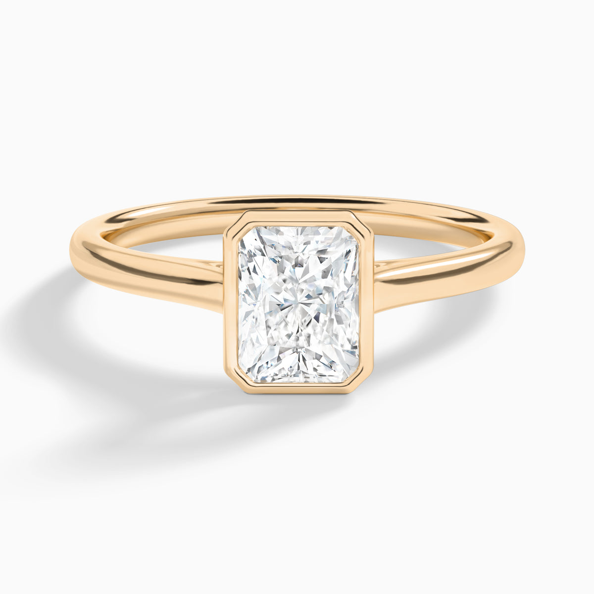 Radiant Petite Alma 1.6mm Bezel Solitaire Diamond Engagement Ring In 14K Rose Gold - Lucenjuri
